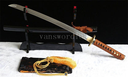 Hand Forged Damascus Folded Steel Japanese Wakizashi Samurai Real Sword Sharp