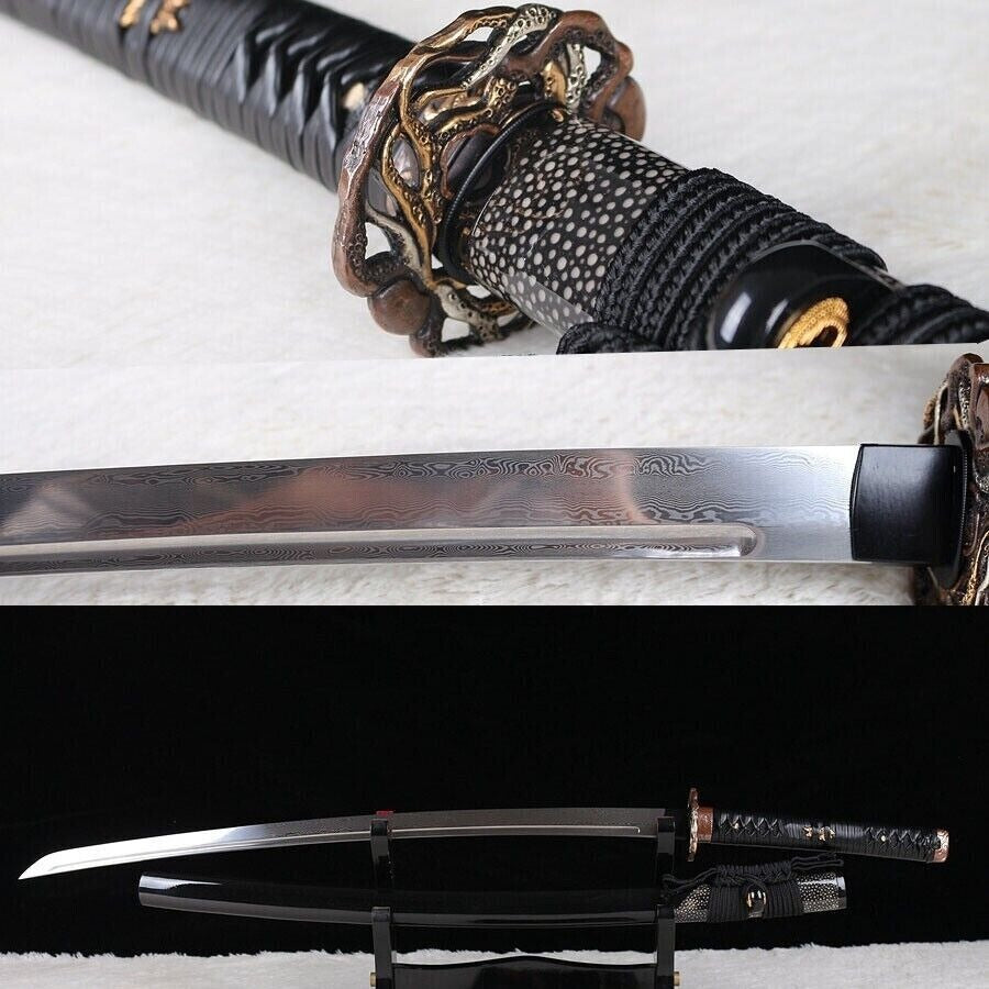 Sharp Katana Sword Full Tang Handmade Damascus Folded Steel Japanese Samurai