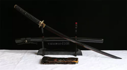 HandForged Black T10 steel Clay Tempered Japanese Katana Samurai RealHamon Sword