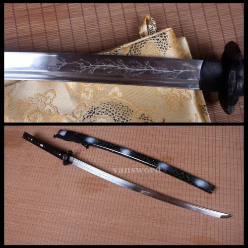 Japanese Samurai Katana Sword 9260 Spring Steel Carved Battle Ready Real Sharp.