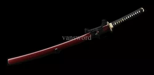 Handmade T10 Steel Clay Tempered Japanese Katana Samurai Sword With Golden Blade