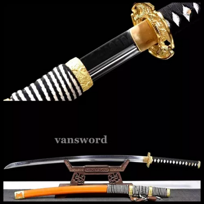 Tachi Japanese Samurai Sword T10 Carbon Steel Real Hamon Full Tang Sharp