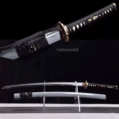 T10 Steel Clay Tempered Japanese Katana Battle Ready Sword With Copper Tsuba.