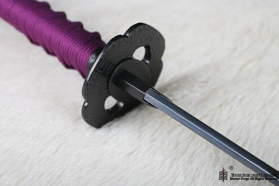 Handmade Japanese Samurai Katana Sword Spring Steel Black Blade real Sharp