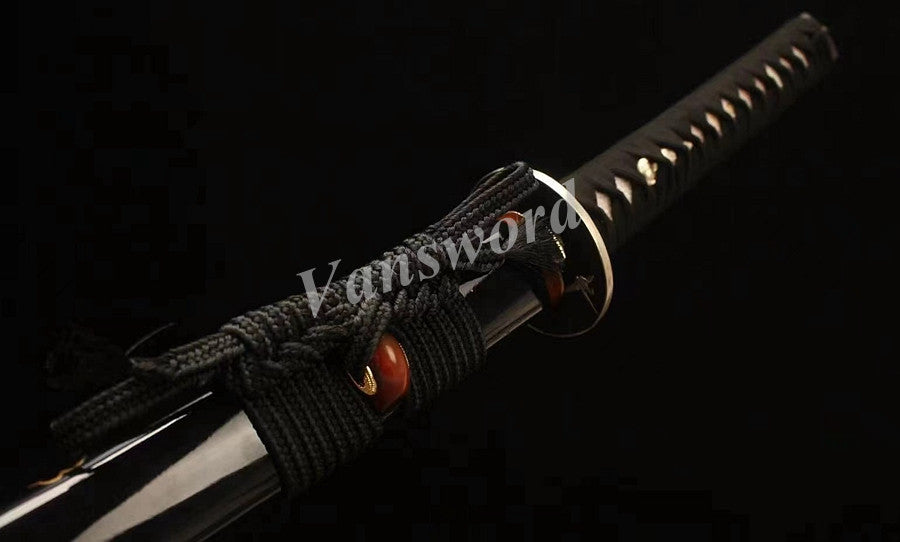 Japanese Samurai Katana Clay Tempered Folded Steel Real Hamon Sword Sharp.