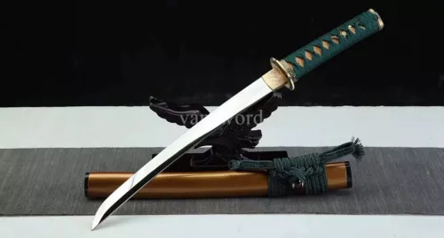 Handmade 1095 Carbon Steel Japanese Samurai Tanto Sword Full Tang Copper Tsuba.