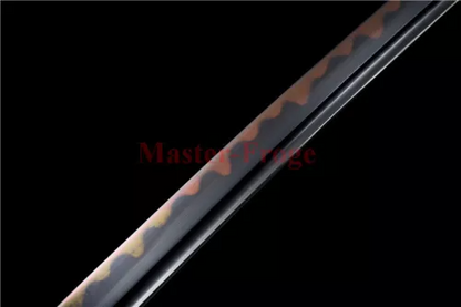 Folded Steel Clay Tempered Black Blade Japanese Samurai Katana Sword Sharp.