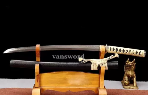 T10 steel clay tempered Steel Handmade Japanese Wakizashi samurai sword sharp