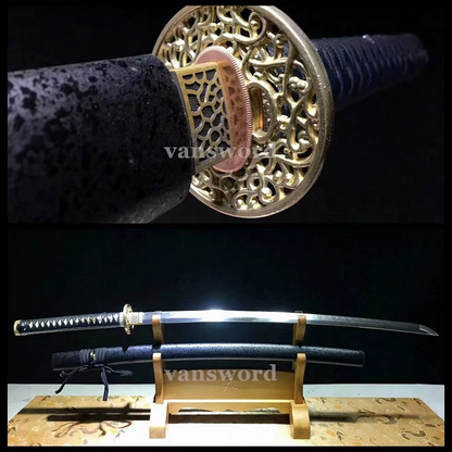 Clay Tempered Folded Steel Katana Japanese Samurai Sword Clay Tempered Sharp.