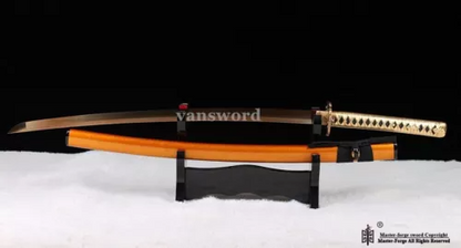 1095 High Quality Carbon Steel Japanese Katana Golden Samurai Sword Real Weapon