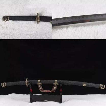 Japanese Samurai Sword Folded Steel Clay Tempered Tachi Full Rayskin Wrapping