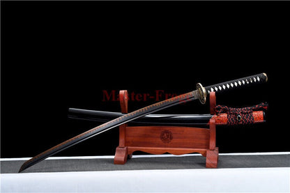 Japanese Katana Samurai Sword Clay Tempered T10 Steel Full Tang Sharp Blade.