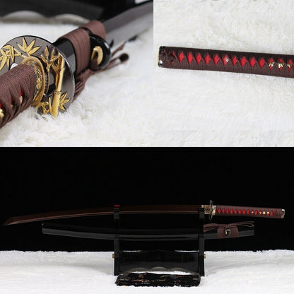 Japanese Katana Samurai Hand Forge Red Folded Steel Full Tang Blade Real Sword