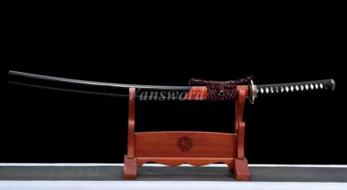 T10 Steel Clay Tempered Real Hamon Japanese Katana Sword Full Tang Sharp Black