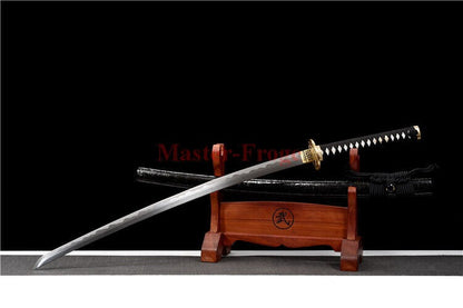 Handmade Folded Steel Japanese Samurai Katana Sword Full Tang Sharp Abrasive