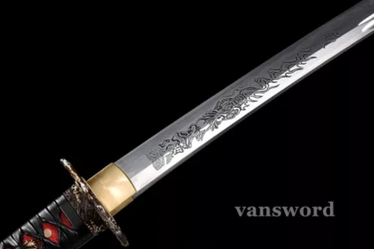 Hand Forged Folded Steel Real Japanese Samurai Red Battle Ready Sword Katana.