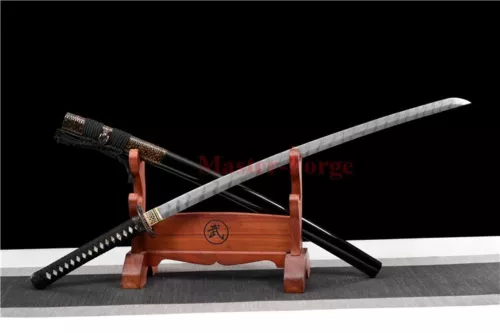 Japanese Katana Samurai Sword High Quality Damascus Folded Steel Full Tang Sharp