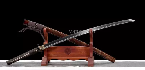 Japanese Katana T10 Steel Clay Tempered Real Hamon Sword With Brown Scabbard NEW