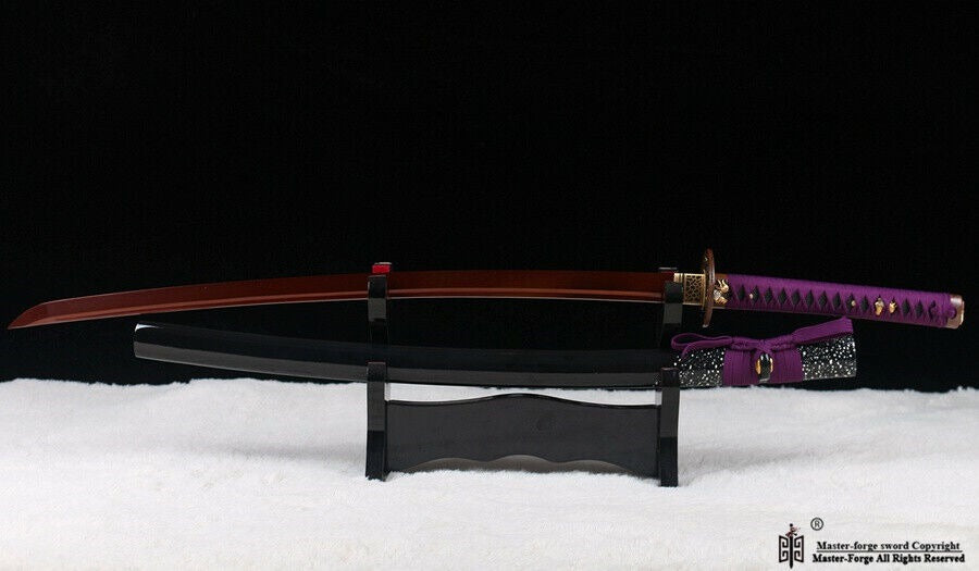 1095 High Carbon Steel Red Blade Japanese Samurai Katana Sword Sharp Battle.