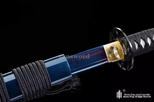 T10 Steel Clay Tempered Blue Blade Real Japanese Katana Samurai Sword Battle