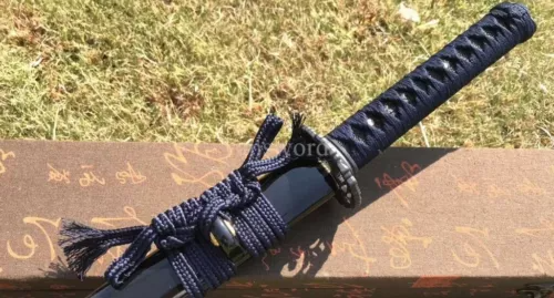 Handmade 1095 High Carbon Steel Real Japanese Wakizashi Samurai With Blue Blade.