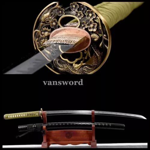 Japanese Samurai Clay Tempered T10 Steel Real Weapons Samurai Sword Sharp Battle