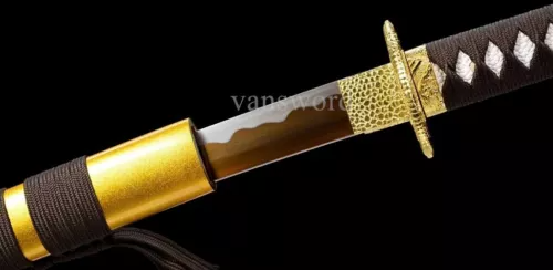 1095 Carbon Steel Japanese Samurai Katana Hand Forge Hand-painted With Gold Saya