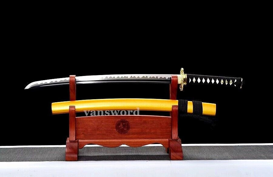 1095 Carbon Steel Japanese Wakizashi Sword Sharp With Black Blade Alloy Tusba.