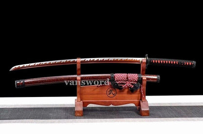 1095 Carbon Steel Clay Tempered Japanese Sword Battle Ready Tachi Real Hamon.