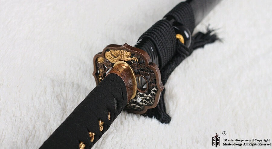 T10 Steel Clay Tempered Real Katana Japanese Samurai Sword Sharp Rattan Saya.