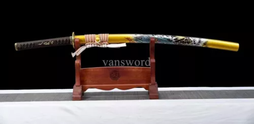 Handmade Folded Steel Hand-painted Saya Real Japanese Samurai Katana Sword NEW.