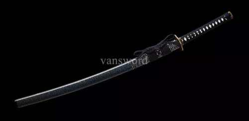 Damascus Steel Folded Steel Handmade Japanese Katana Sword Sharp With Blue Saya.