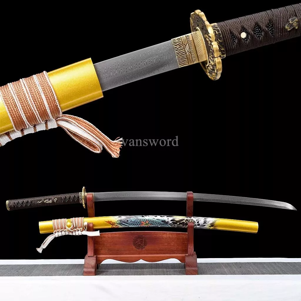 Folded Steel Hand-painted Saya Handmade Real Japanese Samurai Katana Sword NEW.