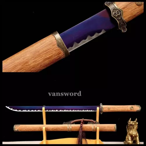 Chinese Functional Tang Dynasty Sword Hand Forged Rosewood Carbon Steel Sharp