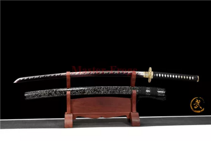 Folded Steel Japanese Katana Samurai Sword Red Battle Ready Full Tang Sharp