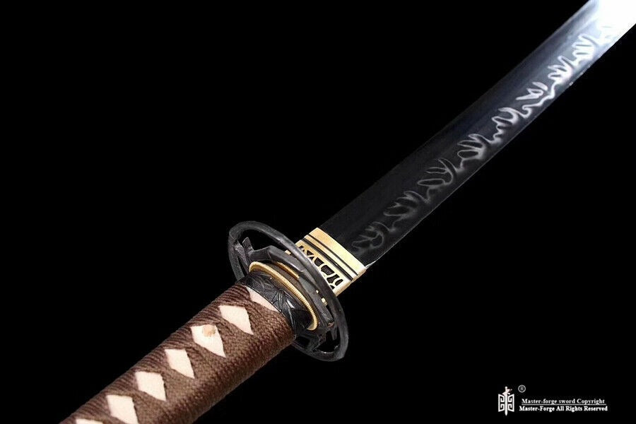 Japanese Hand forged T10 Clay Tempered (火焰) Choji Hamon Rosewood Samurai Sword