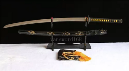 Handmade 9260 Spring Steel Japanese Samurai Sword Katana Full Tang Dragon Tsuba