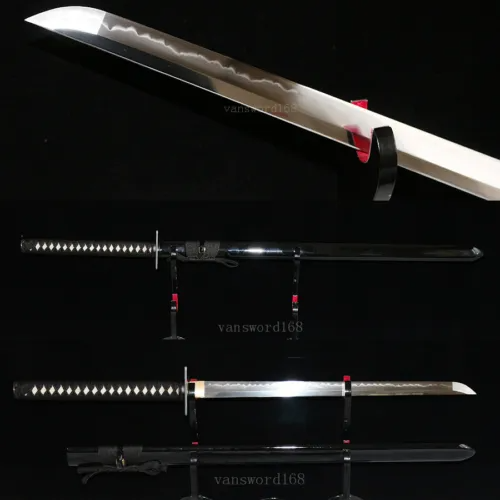 Handmade T10 Clay Tempered Japanese Samurai Real Hamon Ninja Sword Sharp.