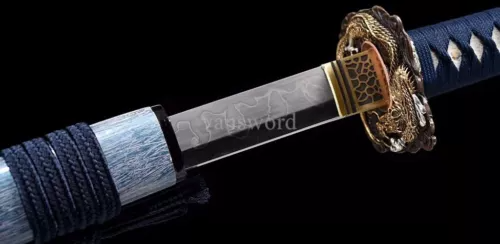 Handmade Japanese Katana T10 Steel Rael Hamon Samurai Sword With Copper Tsuba