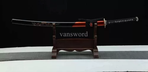 Japanese Katana Honsanmai Damascus Steel Samurai Sword With Hand-painted Saya.