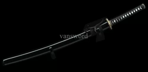 Handmade Damascus Folded Steel Japanese Samurai Katana Sword With Black Scabbard