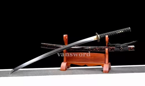 Clay Tempered T10 Steel Differential Hardened Japanese Katana Sword Wood Saya