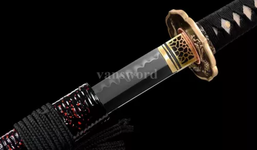 Japanese Samurai Katana Sword Dragon Tsuba Clay Tempered T10 Steel New Sharp.