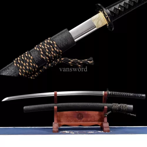 Hand Forged 1095 High Carbon Steel Real Japanese Katana Samurai With Black Saya.