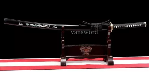 Handmade T10 Steel Clay Tempere Hand-painted Saya Japanese Katana Samurai Sword.