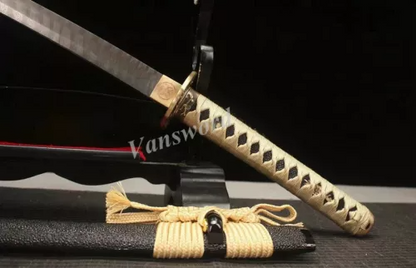 High Quality Damascus Folded Steel Japanese Samurai Katana Sword Full Wrap Saya