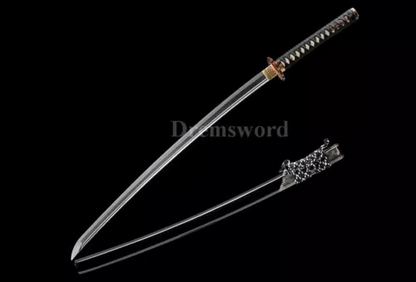 hand forged folded steel japanese samurai sword katana abrasive SUGUHA hamon