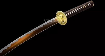 1095 Carbon Steel Japanese Samurai Katana Hand Forge Hand-painted With Gold Saya