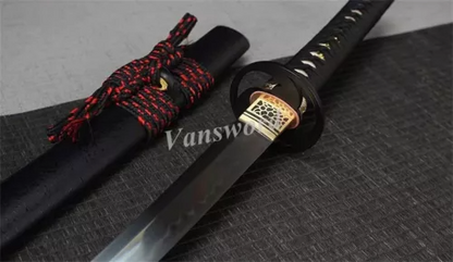 Japanese Katana Samurai Sword Handmade T10 Steel Clay Tempered Real Hamon Sharp.