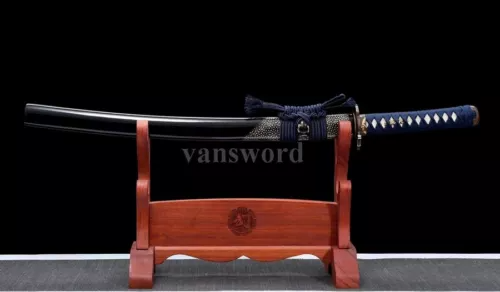 Japanese Wakizashi Sword Clay Tempered Folded Steel Sharp Battle Ready Full Tang